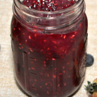 berry jam in a jar.
