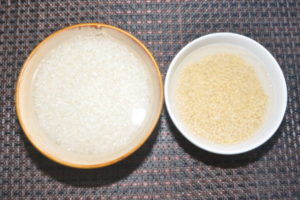 Dal and rice with water for idli dosa batter.