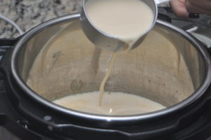 adding evaporated milk and making rasmalai in instant pot.