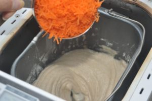 Bread Machine carrot cake in making.