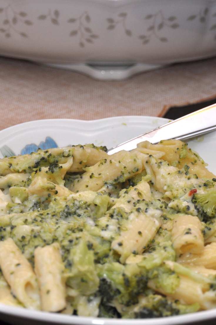 Broccoli pasta in pasta bowl.