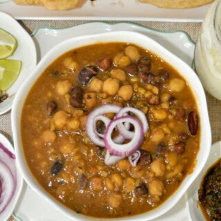 Vegan Mixed Bean Curry in a bowl.