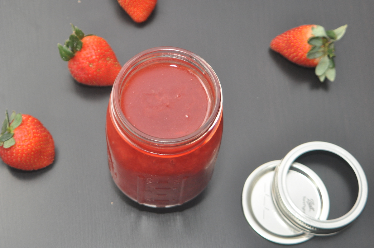 Strawberry Jam in a jar.