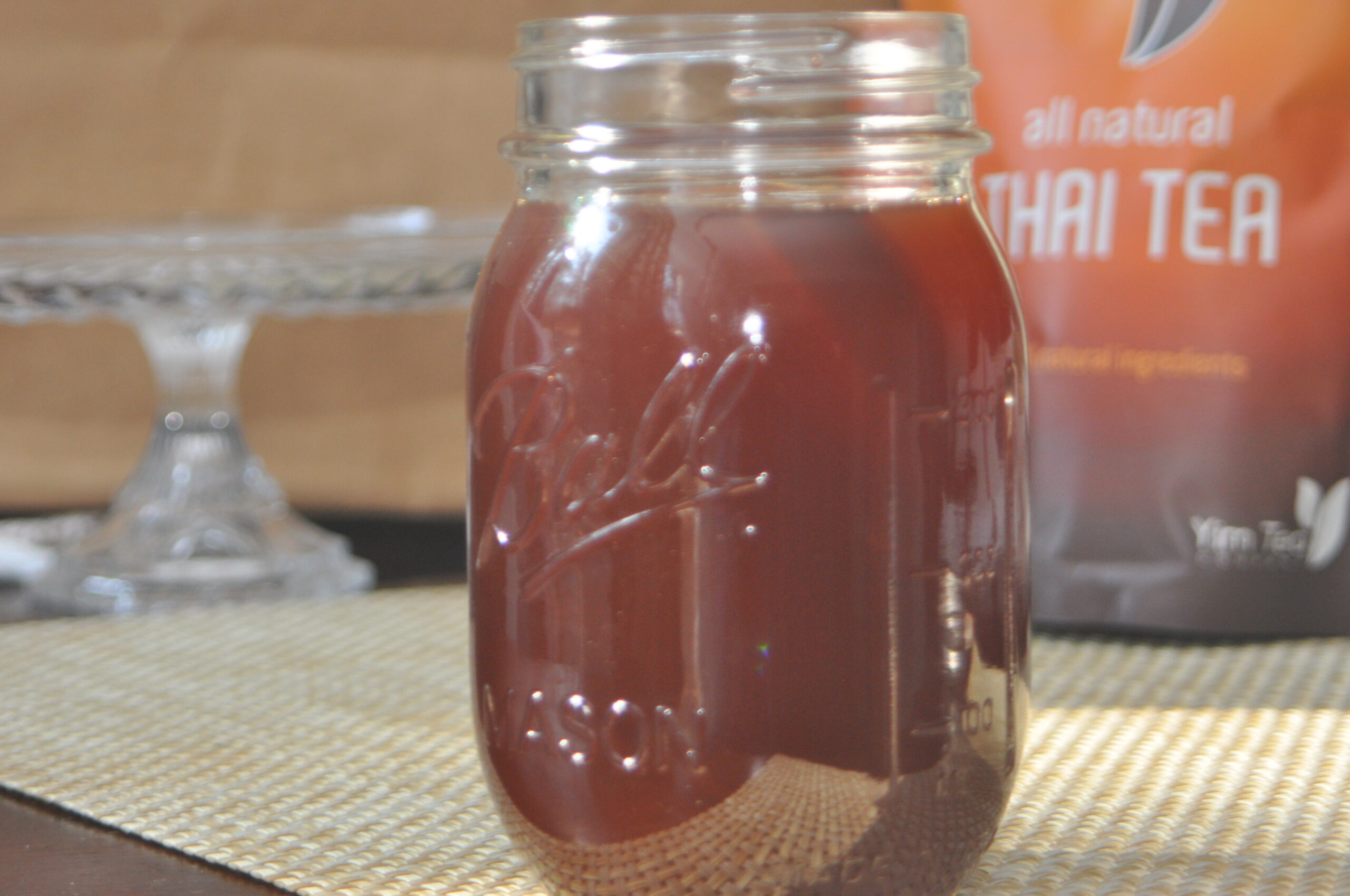 thai tea in a jar.