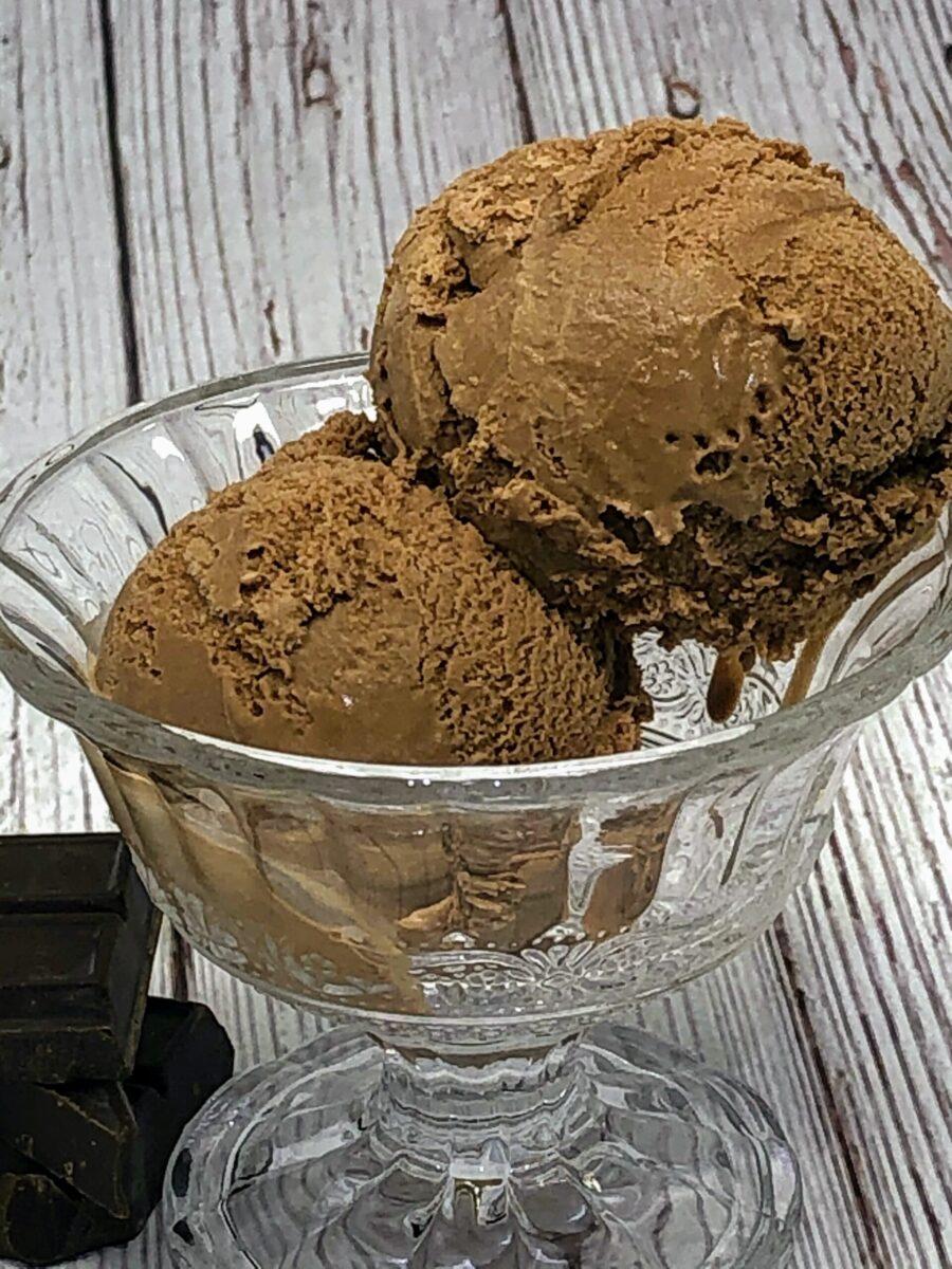 Chocolate ice cream scoops.
