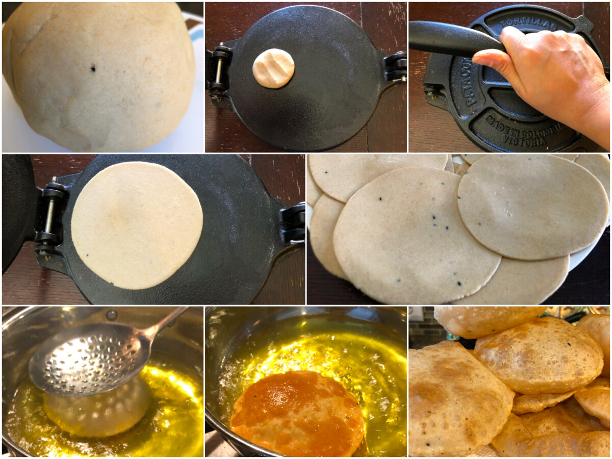 puri making process from rolling to frying