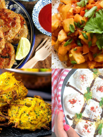 Indian appetizers collage.