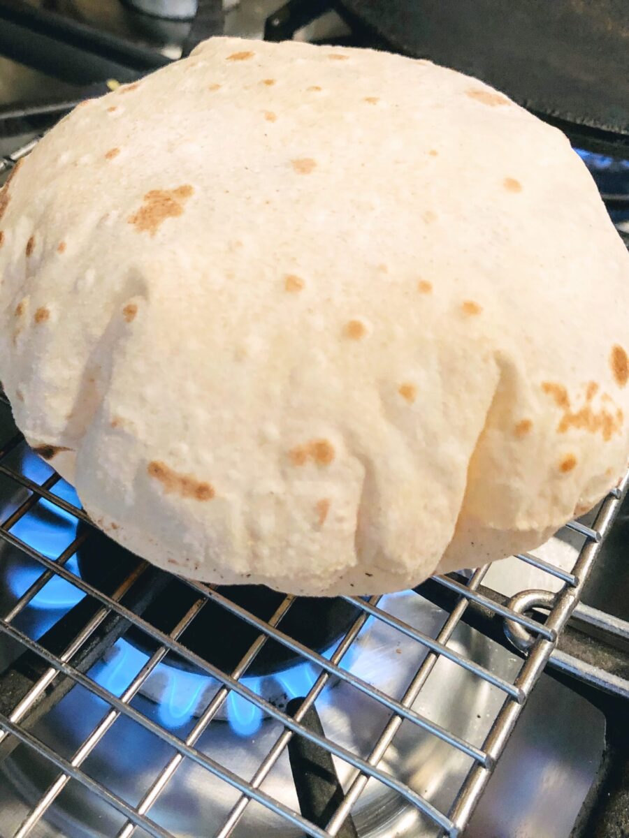 roti puffing on stove