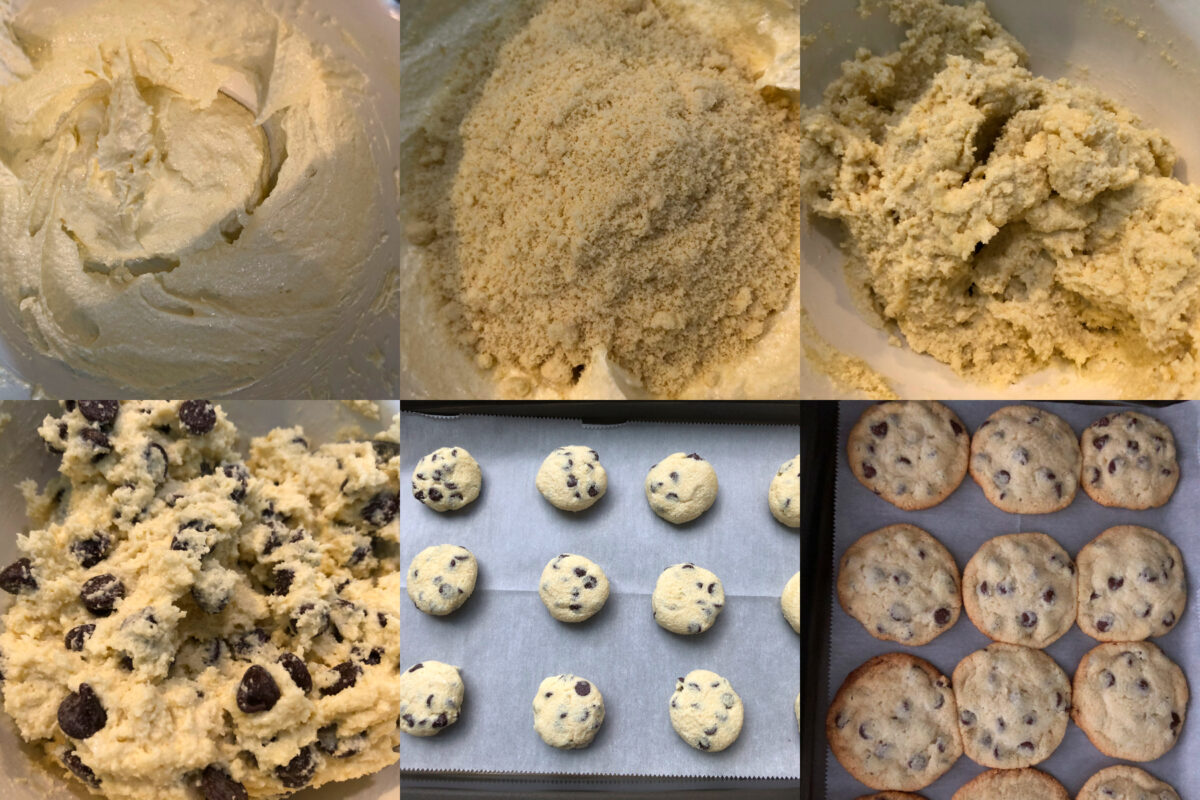 5 ingredients almond cookie dough and cookies steps