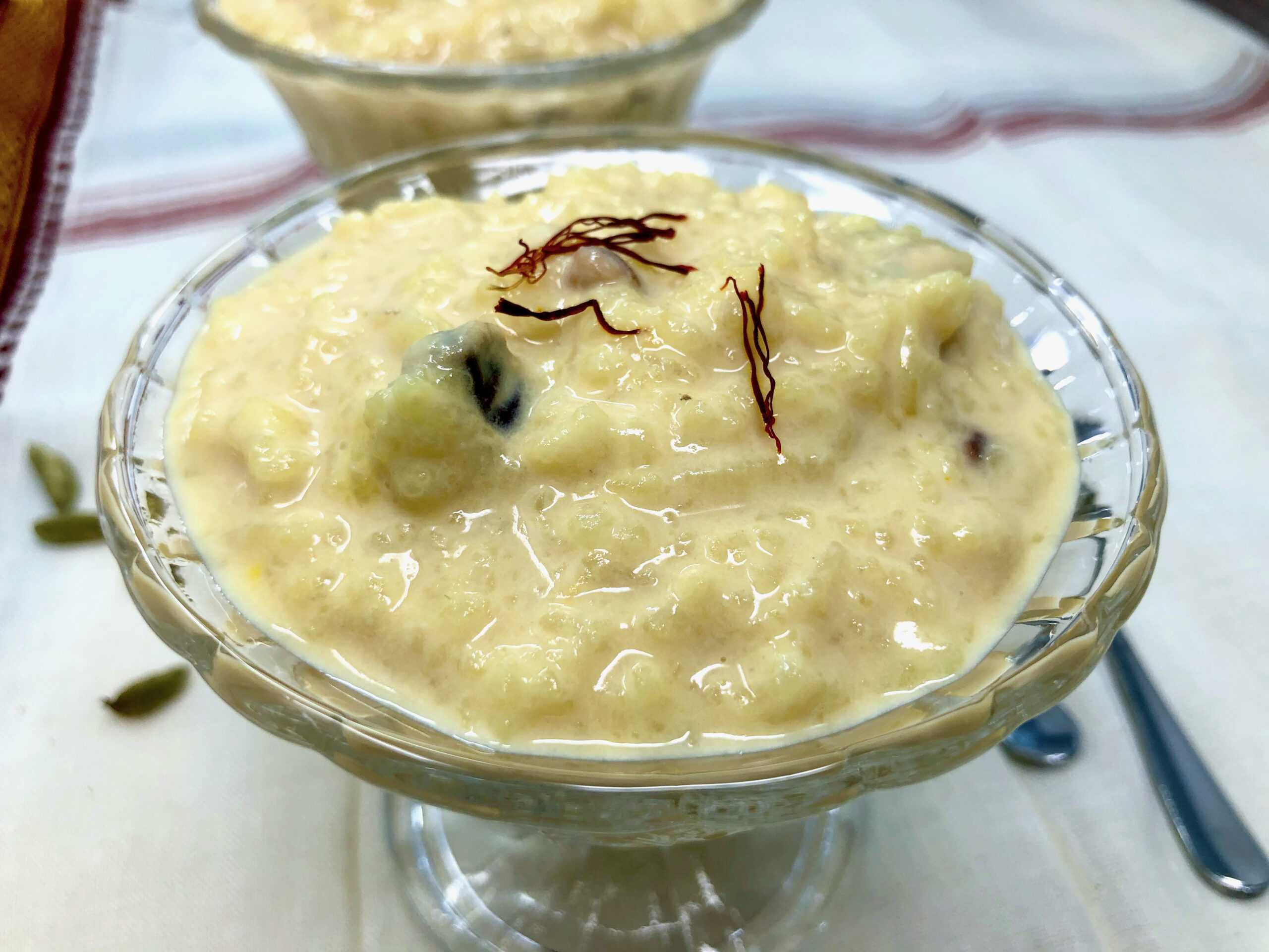 Rice kheer in a bowl.
