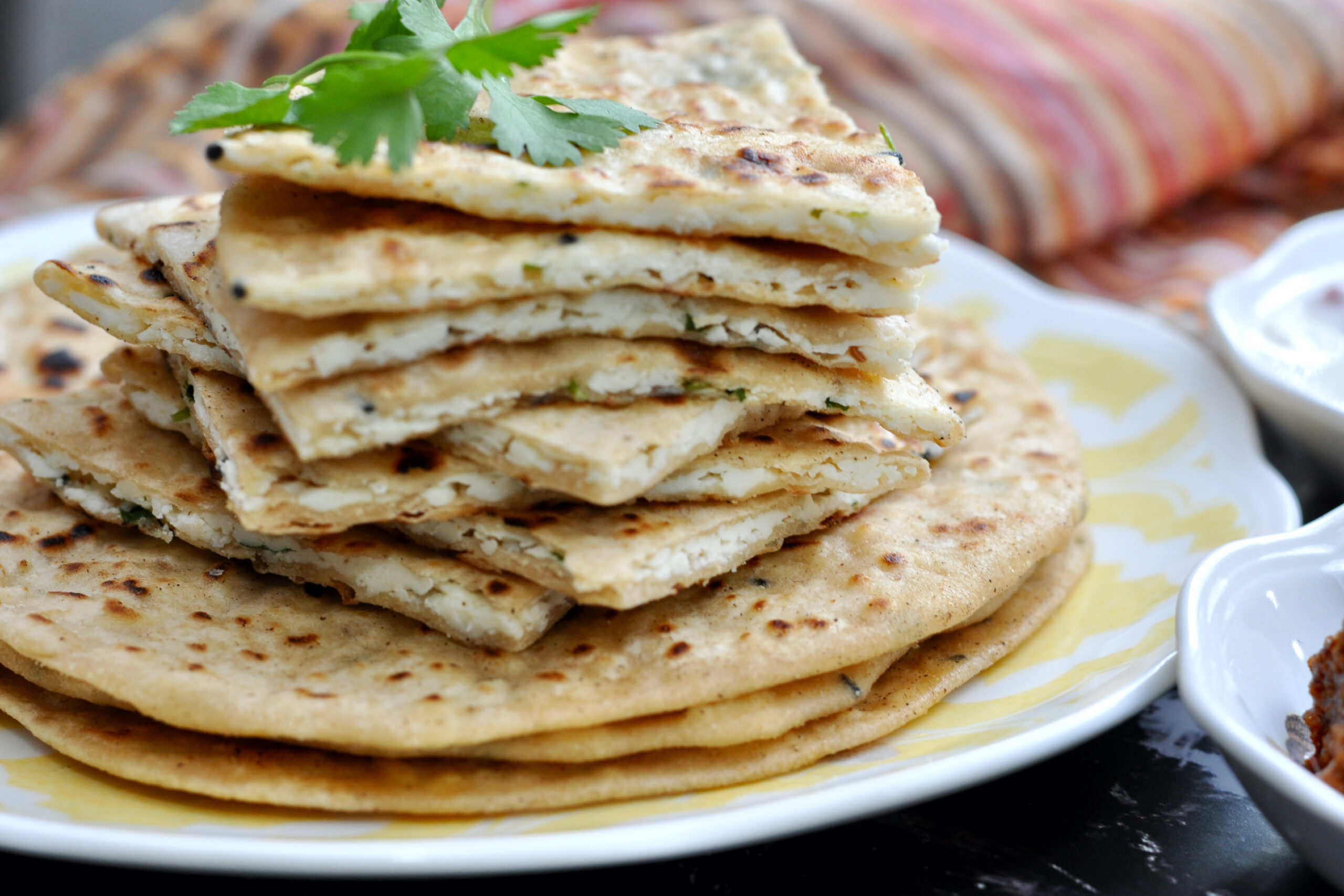 paneer paratha in a plate.