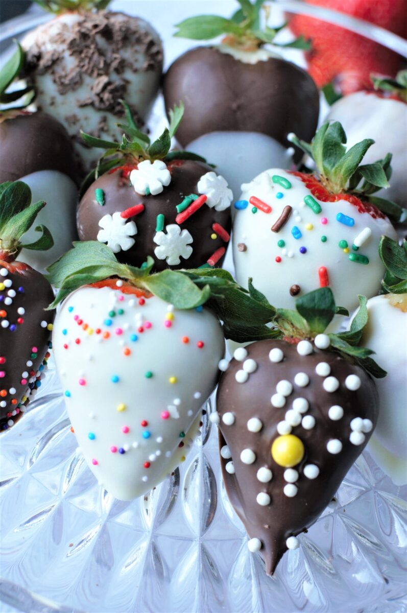 chocolate strawberries in a tray