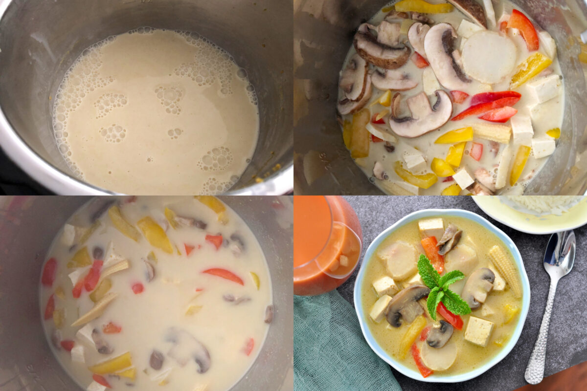 Thai curry steps collage.