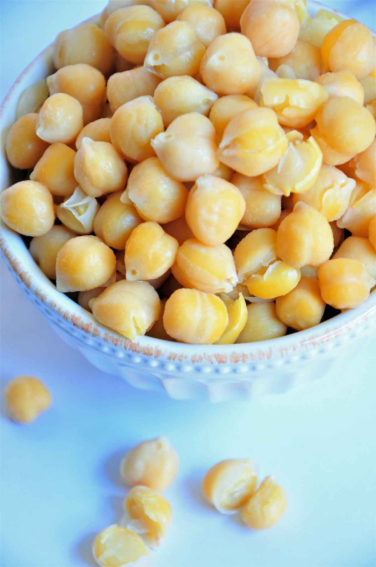 boiled chickpeas in a bowl.