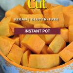 cubed sweet potatoes in instant pot pin.