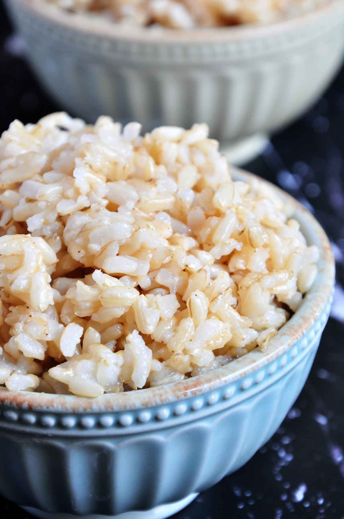 Cooked Brown rice in a bowl.