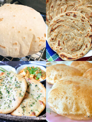 collage of 4 Indian bread.