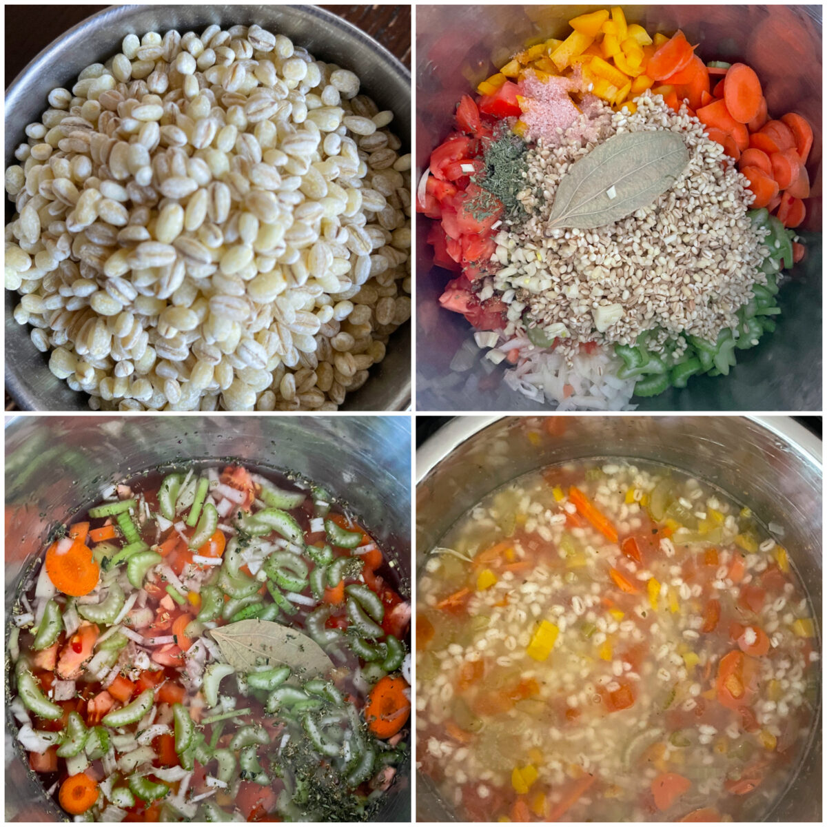Steps for barley soup in instant pot.
