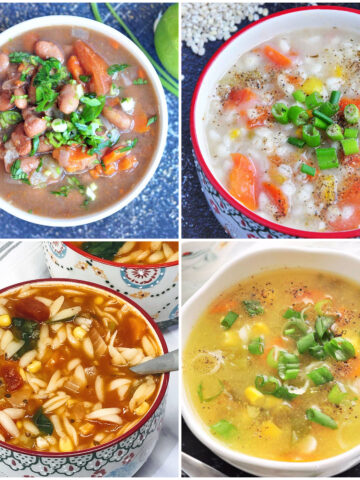 instant pot vegan soup recipes collage.