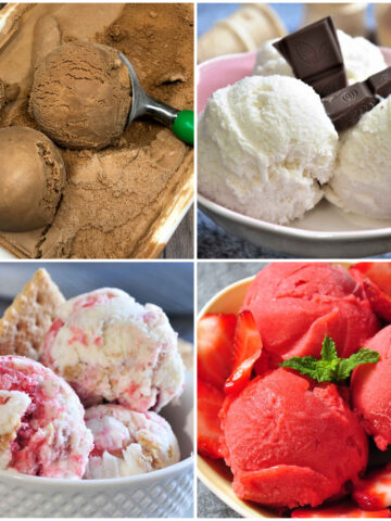 ice cream maker recipes collage images.