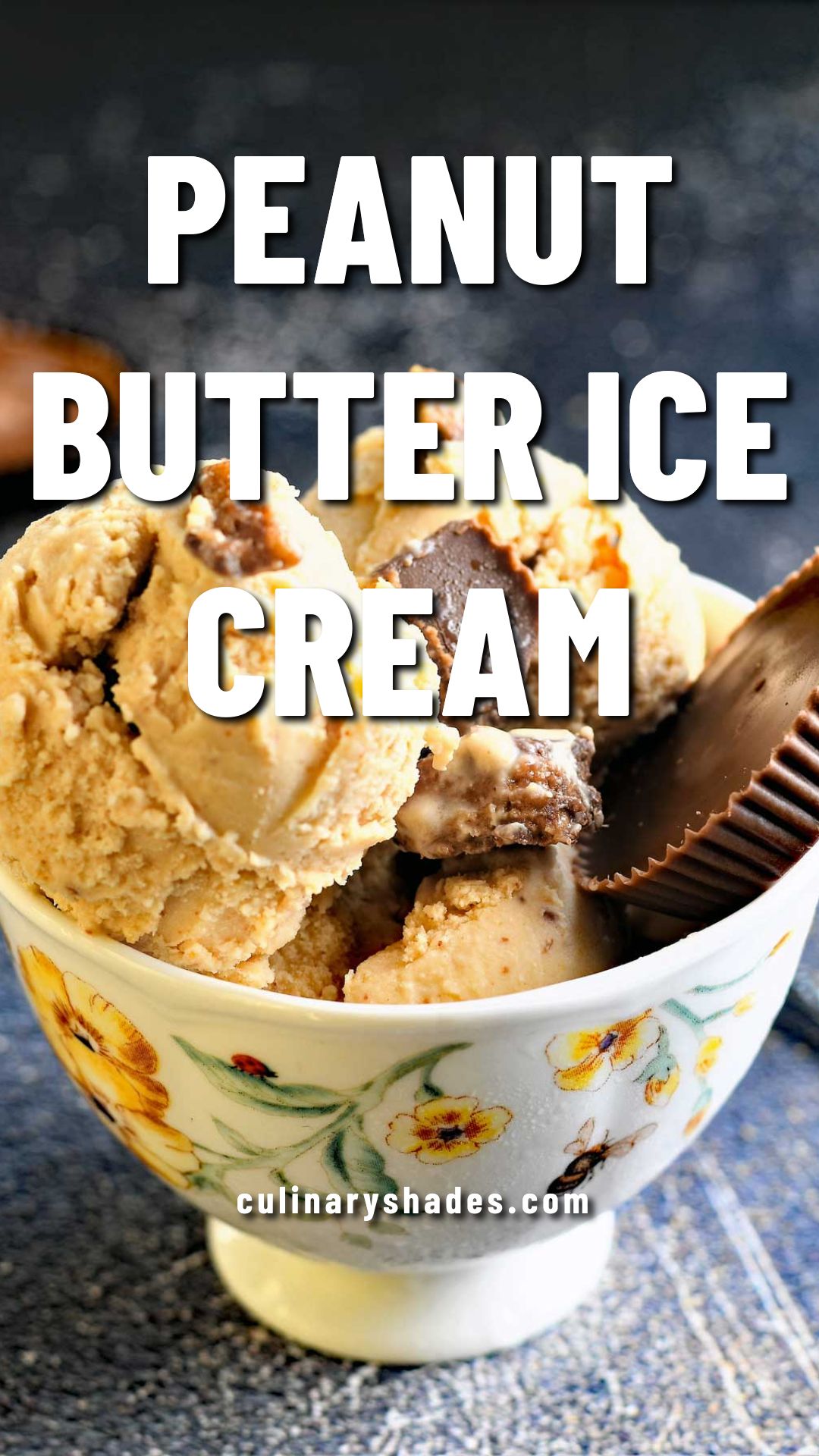 Peanut butter ice cream scoops served in a bowl.
