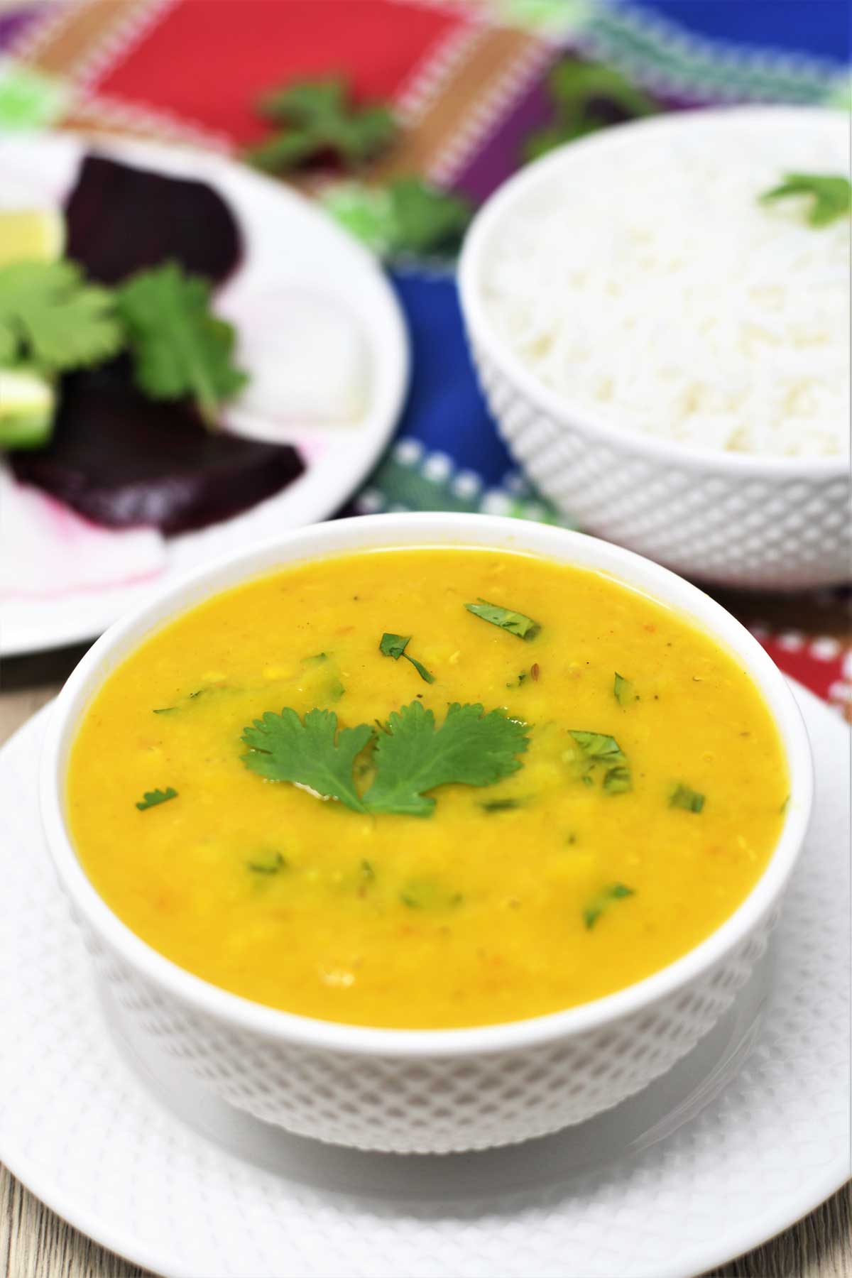 Masoor Dal served in a bowl.