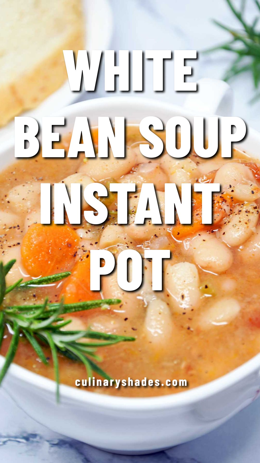 White Beans soup in a bowl.