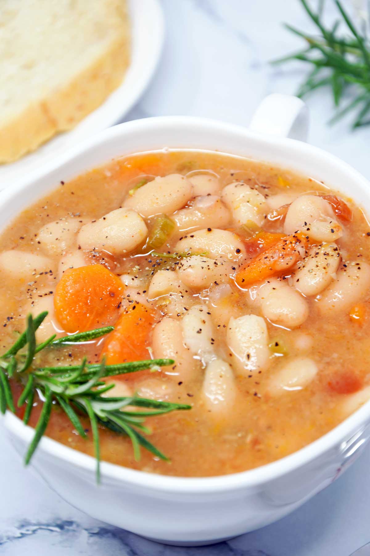 White beans soup in a bowl.