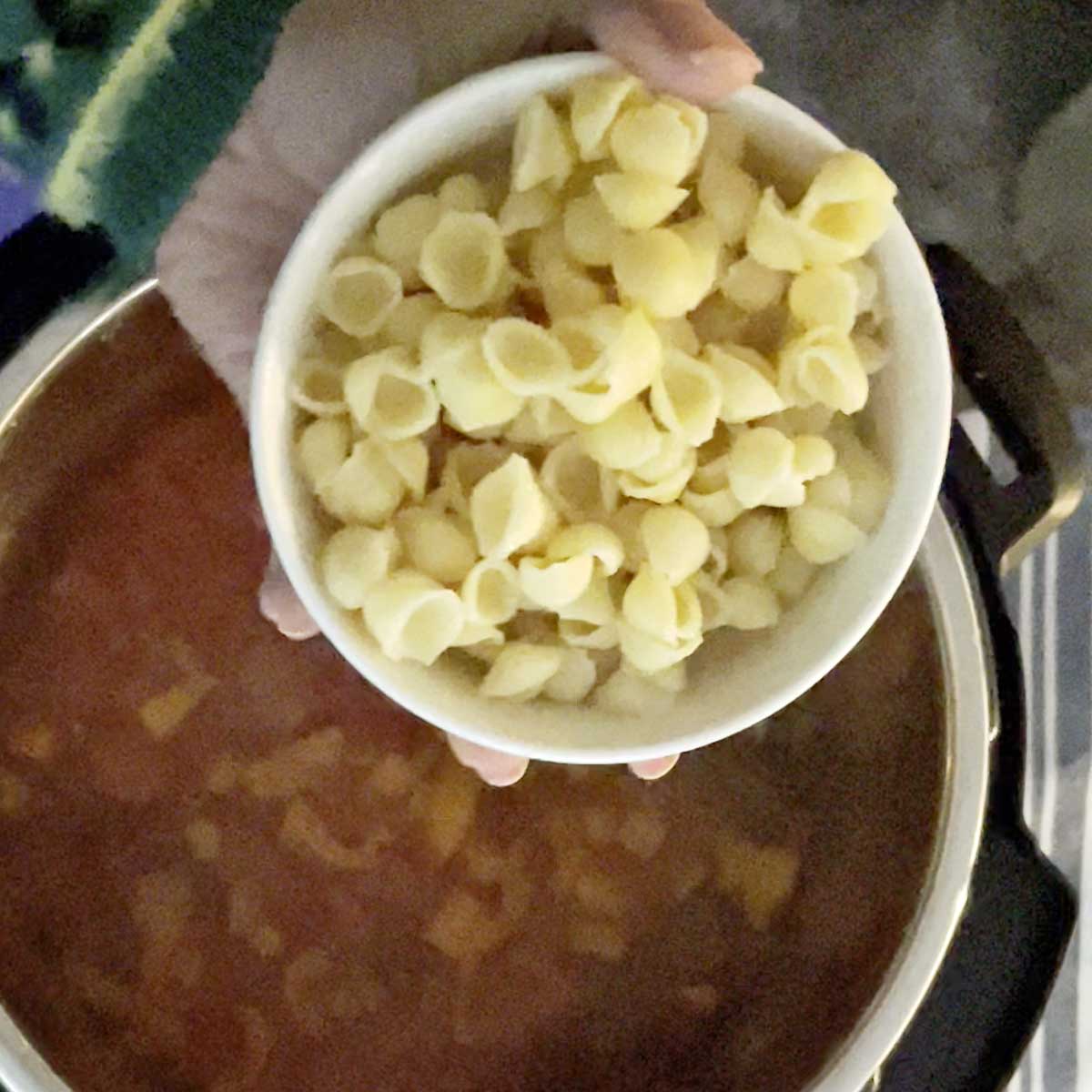 Minestrone soup pasta ingredients.