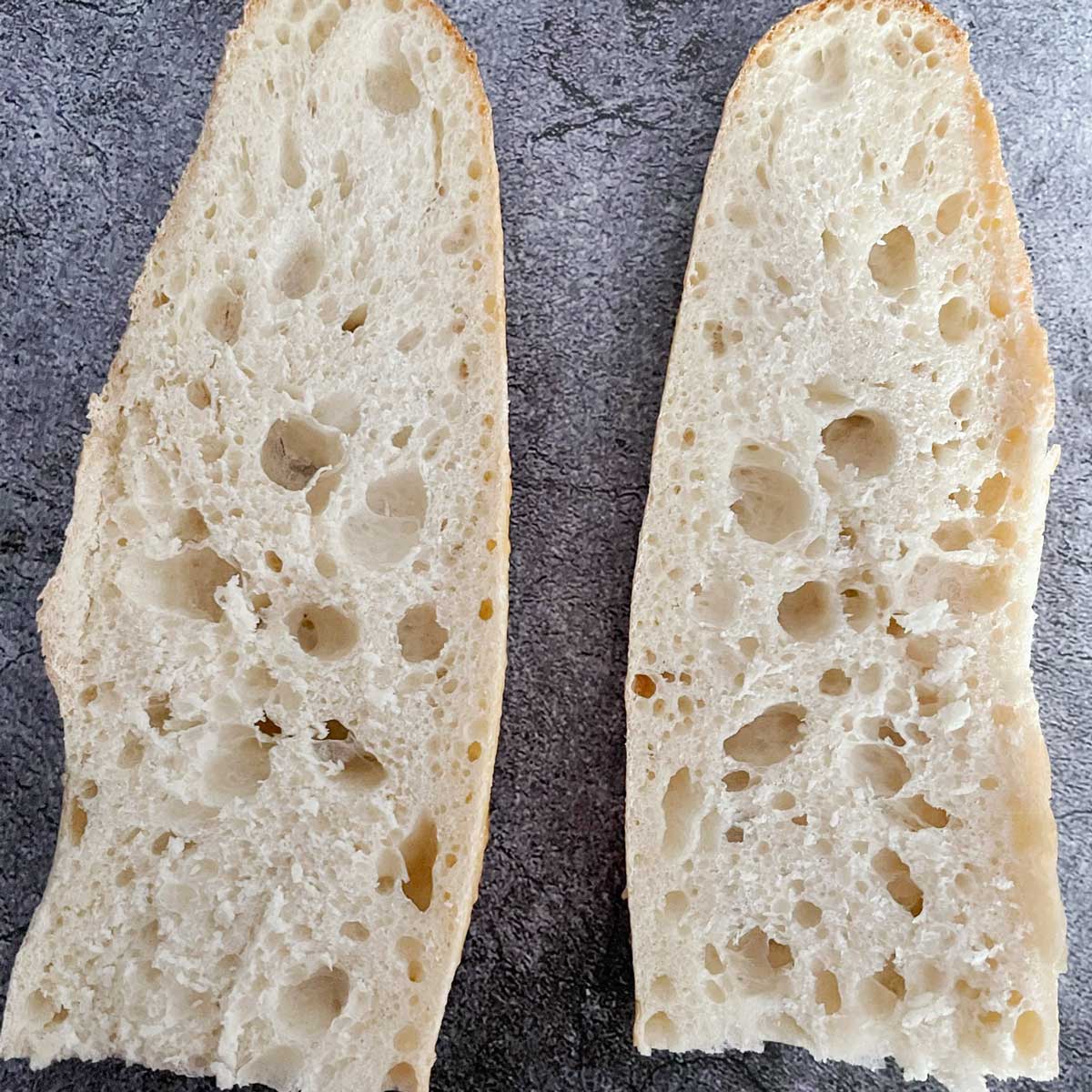 French bread halves.