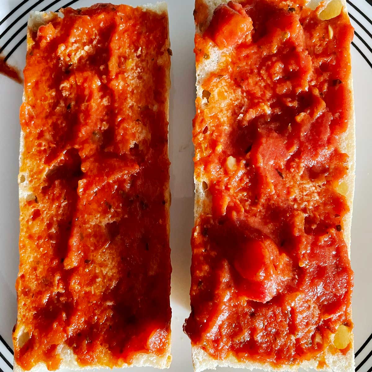 French bread with pizza sauce.
