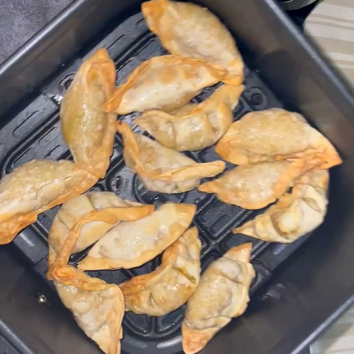 Potstickers baked in air fryer.