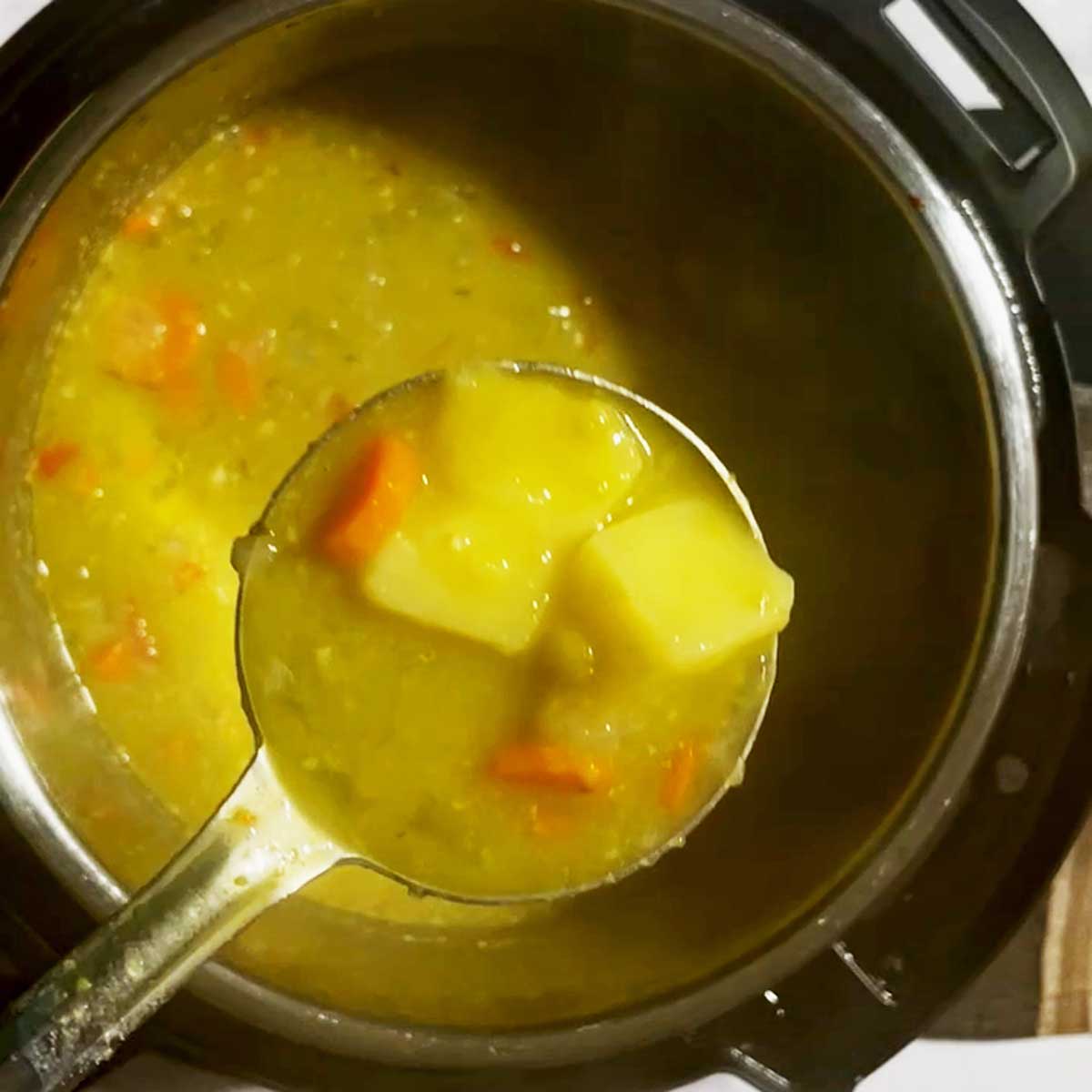 Split peas soup pressure cooked in instant pot.