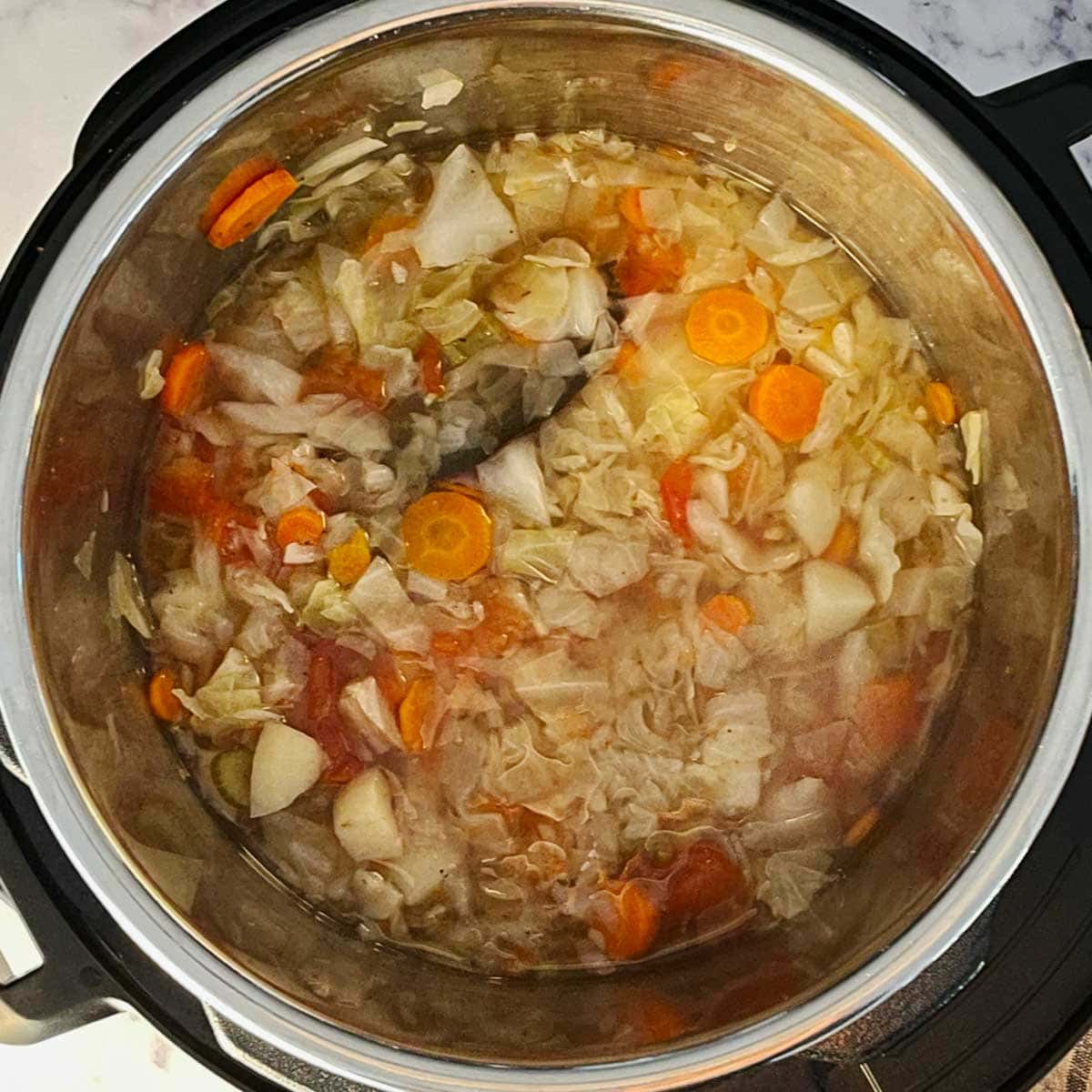 Pressure cooked Cabbage soup in IP.