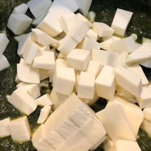 Cubed paneer (Indian cottage cheese).