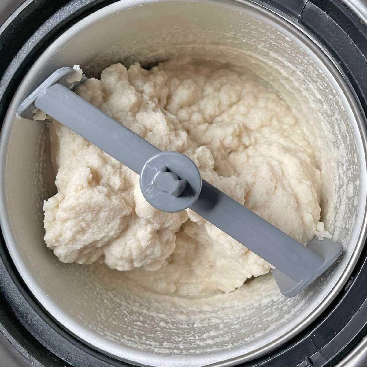 Vegan vanilla ice cream churning.