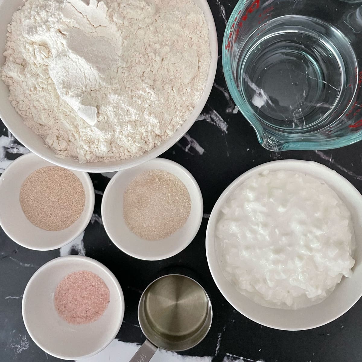 Cottage cheese bread ingredients.