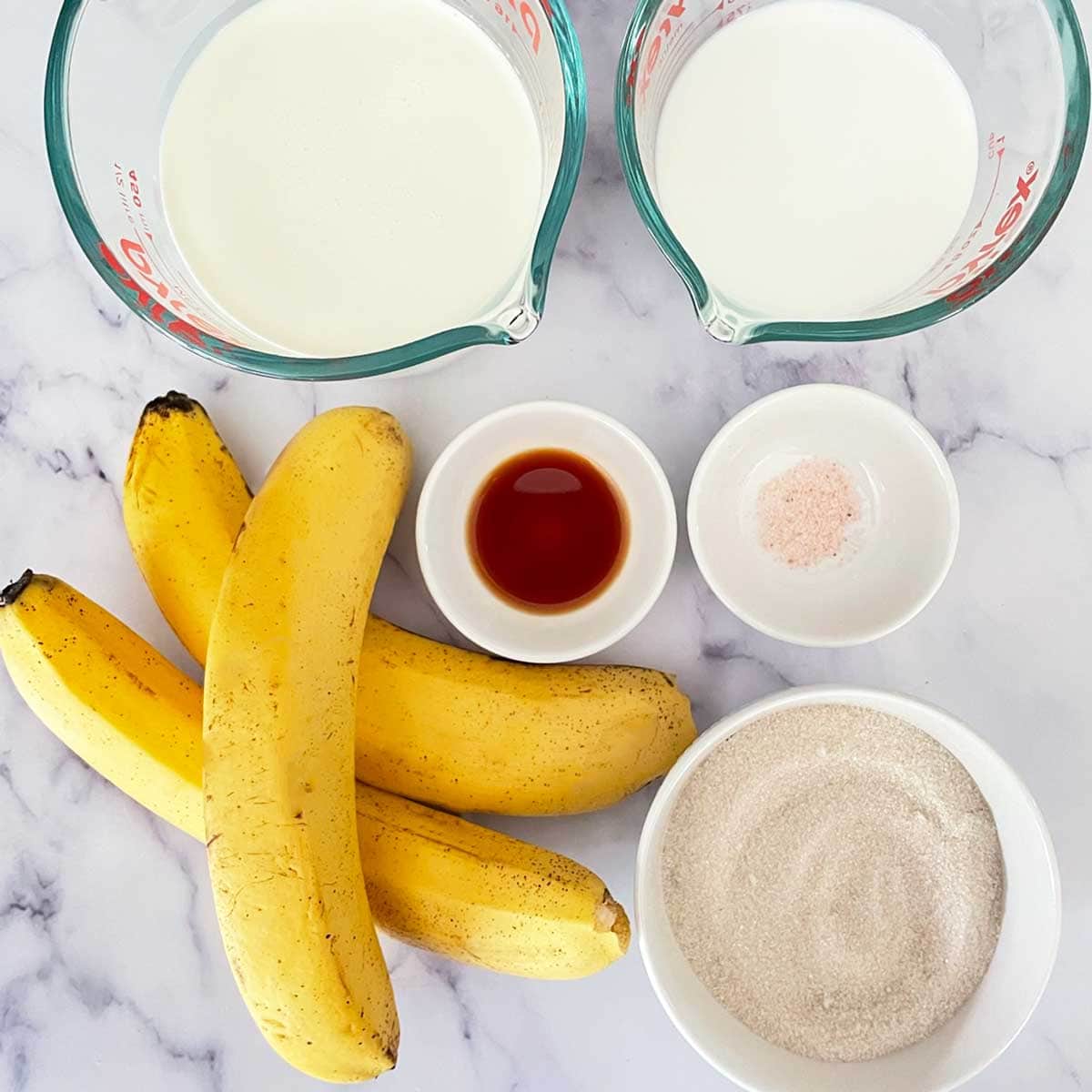Banana ice cream ingredients.