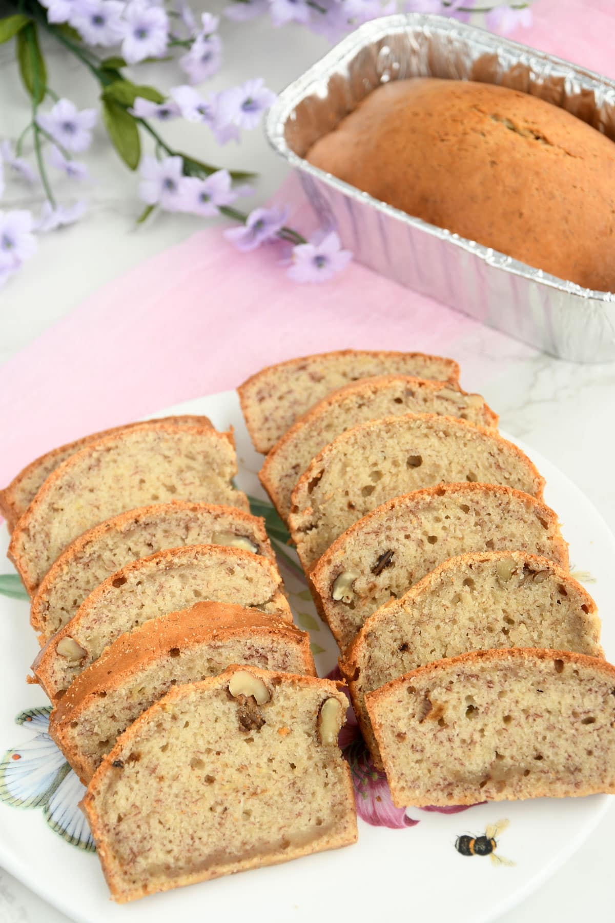Banana Bread loaf and slices.