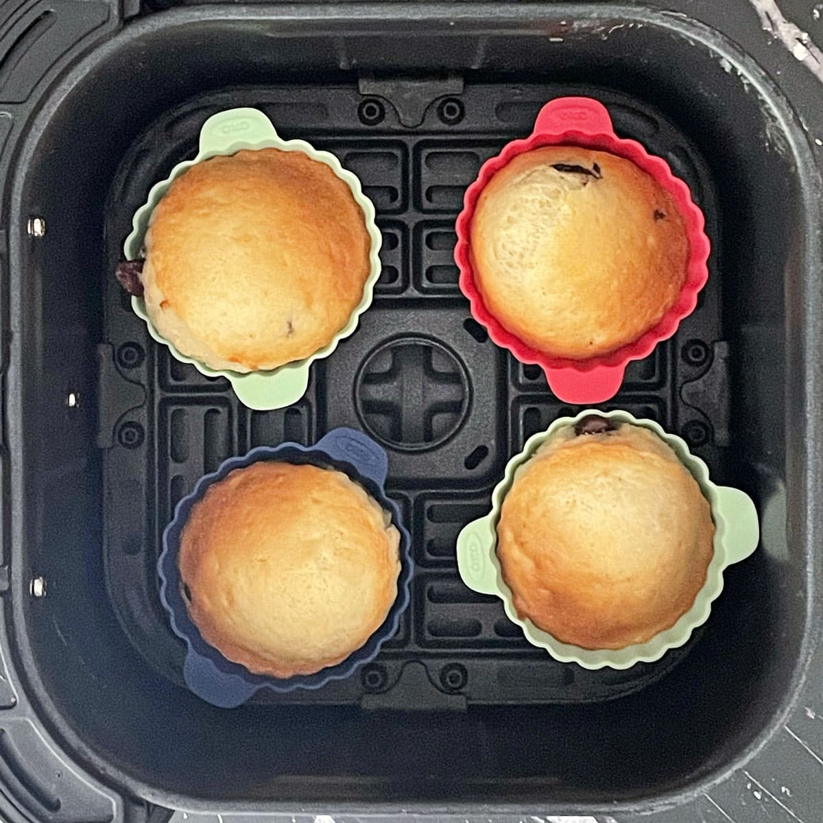 Banana muffin baked in Air fryer tub.