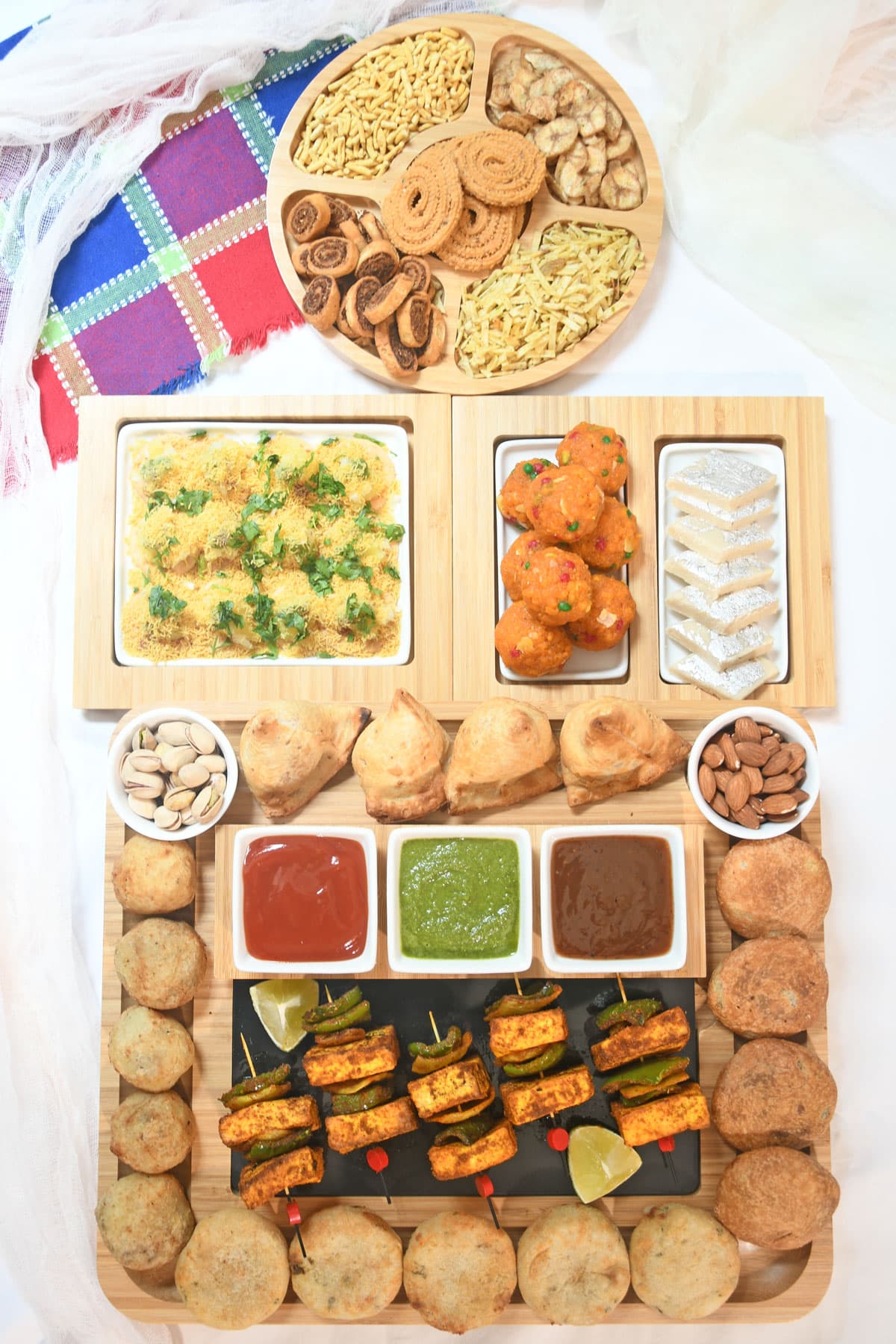 Indian vegetarian party platter board.