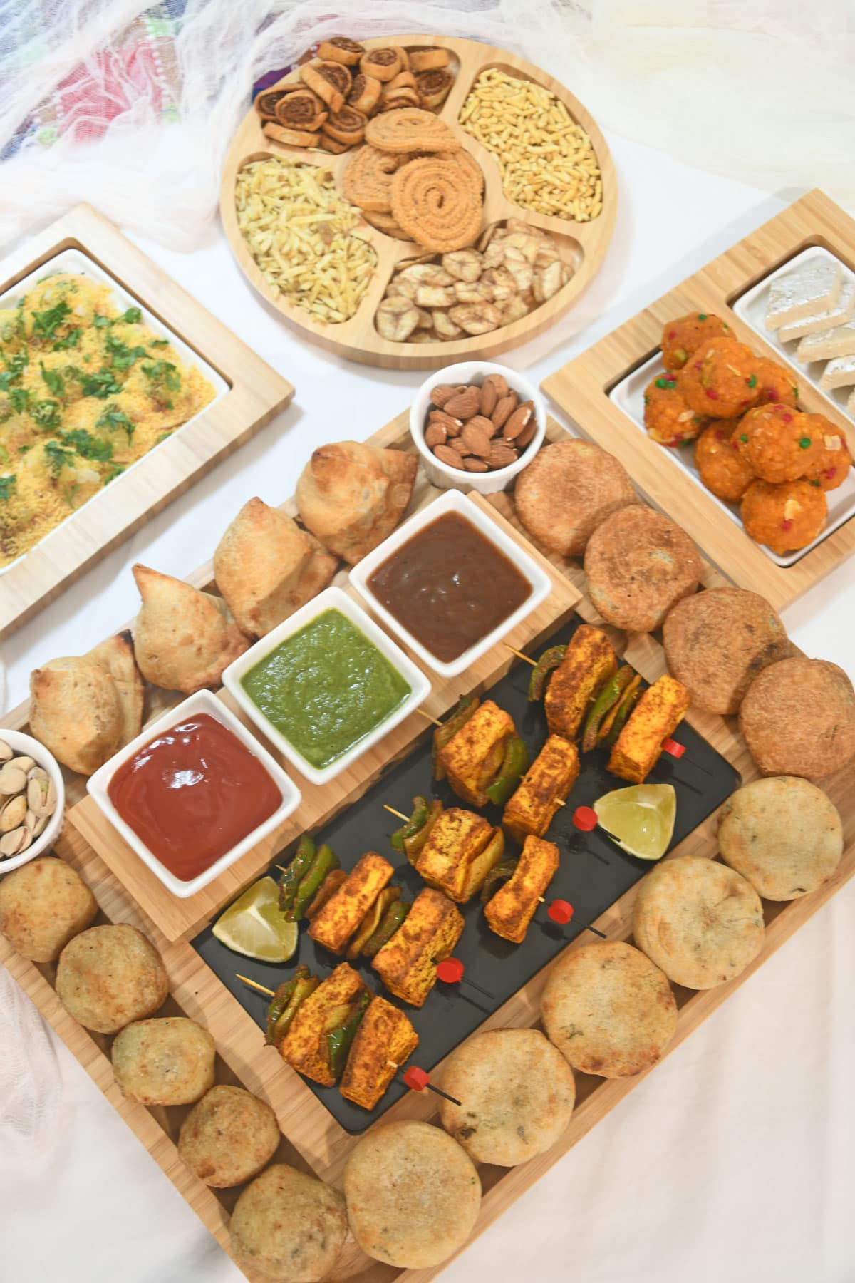 Indian vegetarian party platter board.