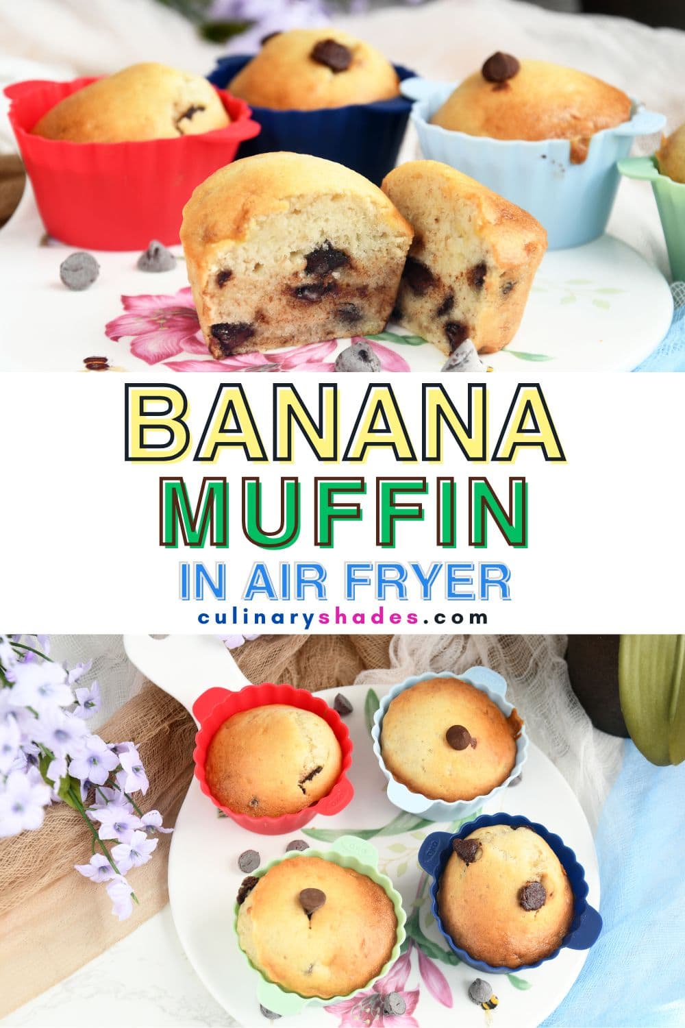 Air fryer banana muffin pin.