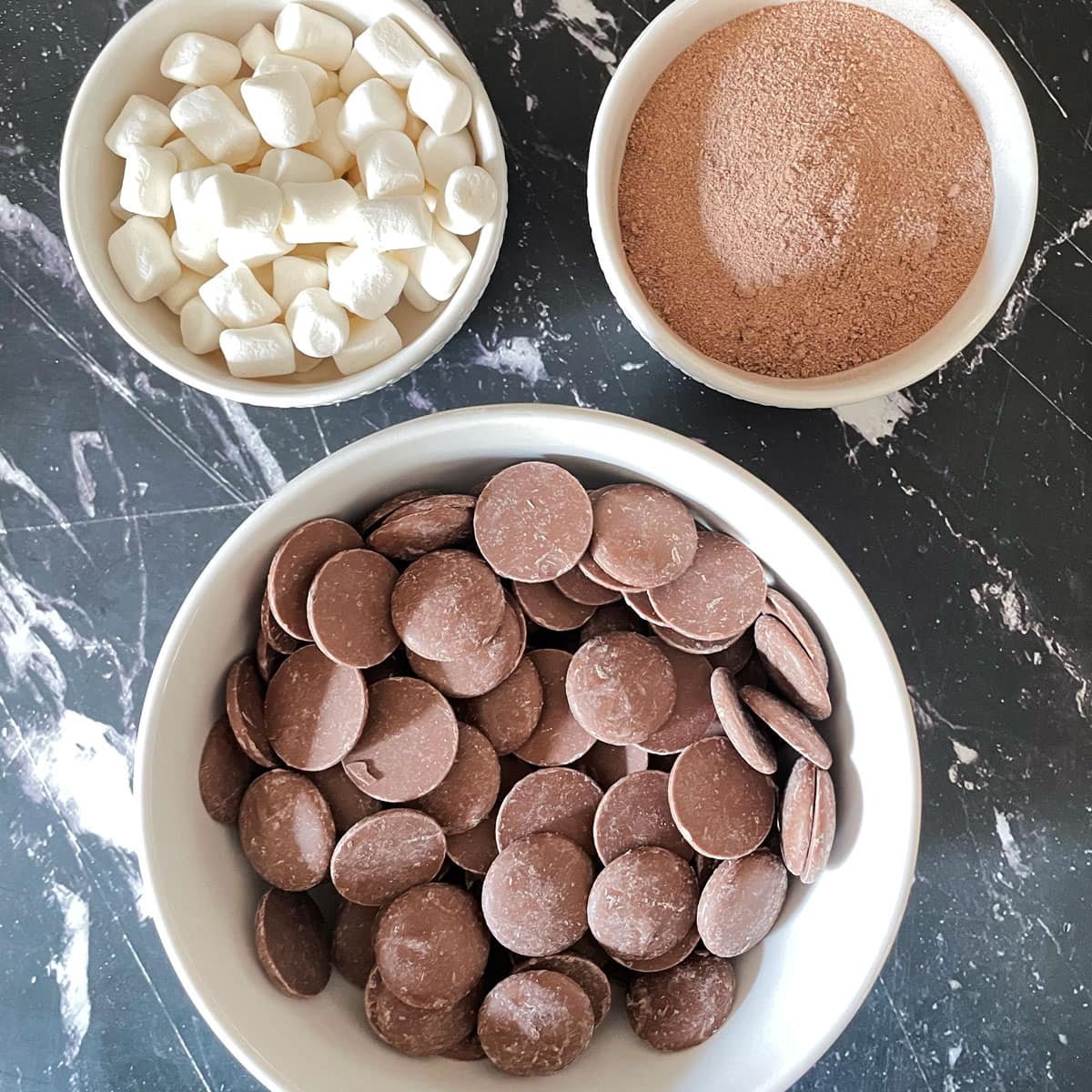 ingredients for hot cocoa bombs.