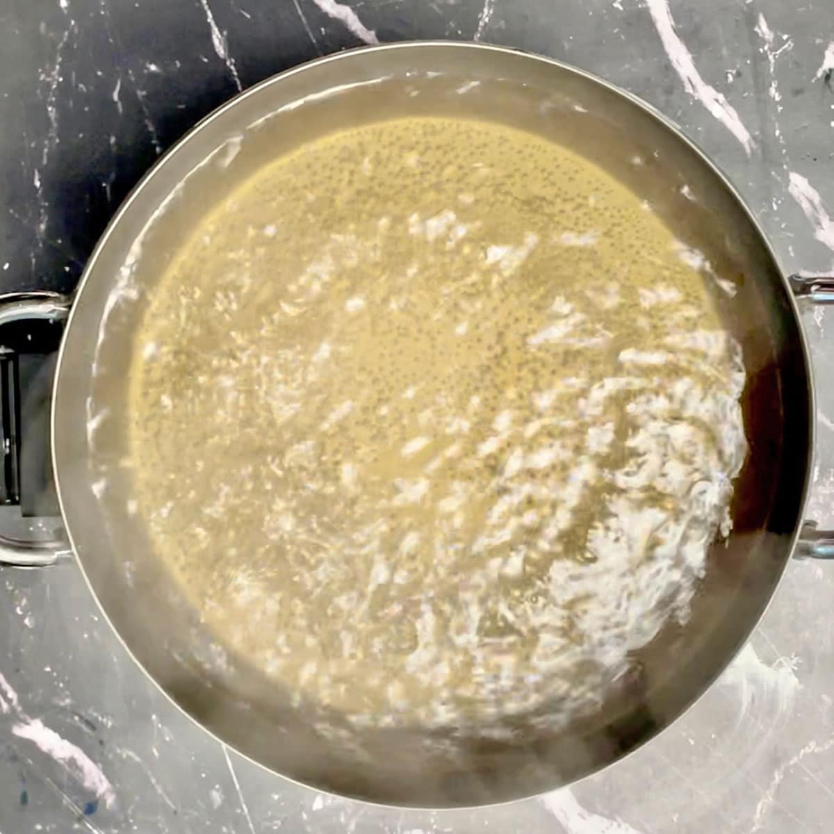 Broth in fondue pot.