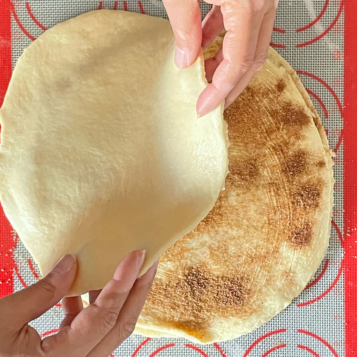 Layer rolled dough.