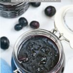 Blueberry jam in a jar.