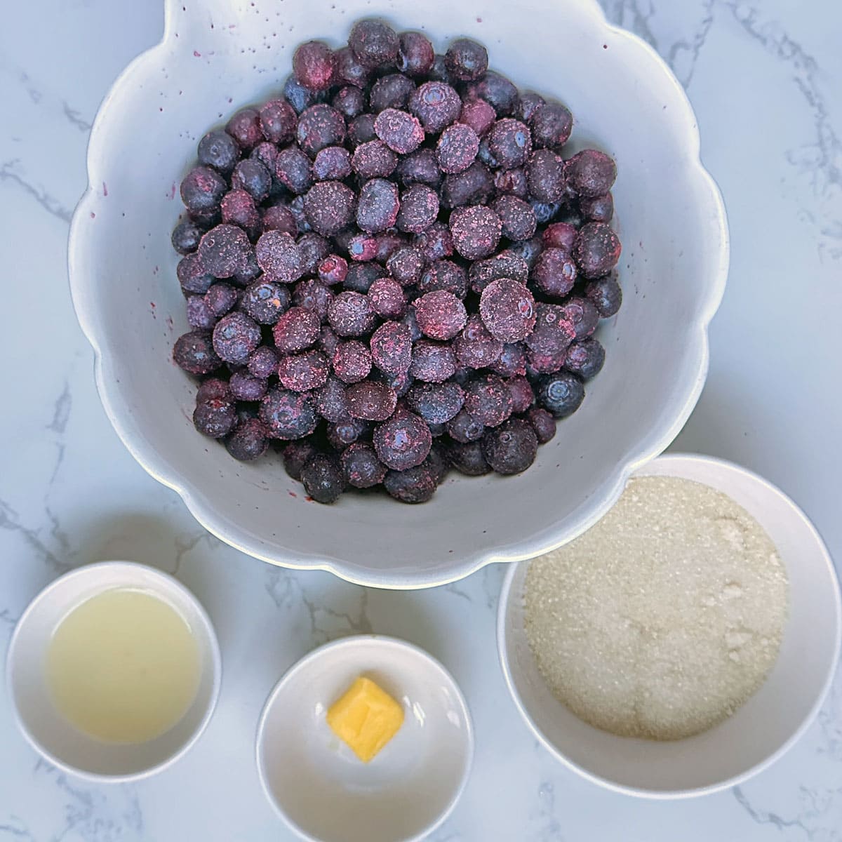Blueberry jam ingredients.